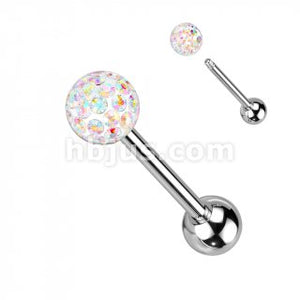 Clear Epoxy Over Multi Crystal Ferido Ball Top 316L Surgical Steel Barbell