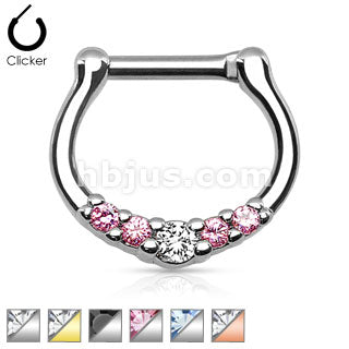 Five-Gems 316L Surgical Steel Septum Clicker Ring