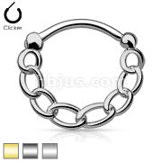 316L Surgical Steel Round Septum Clicker with Linked Chain