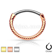 Twisted Roped Line 316L Surgical Steel Round Septum Clicker